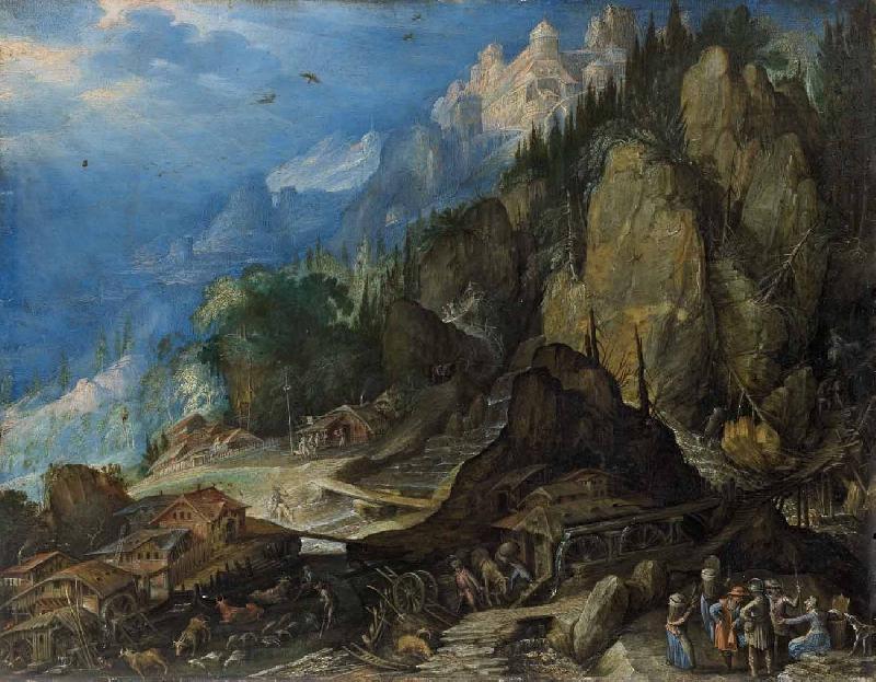 Frederik de Moucheron Gebirgslandschaft mit zwei Wassermuhlen Spain oil painting art